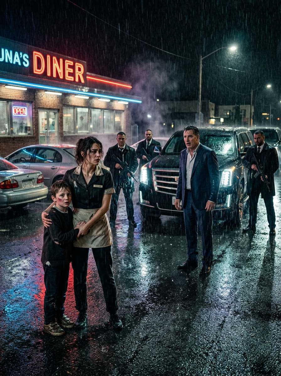The Waitress Fed the Silent Boy Behind the Diner Every Night – Until His Mafia Boss Father Arrived With Bodyguards