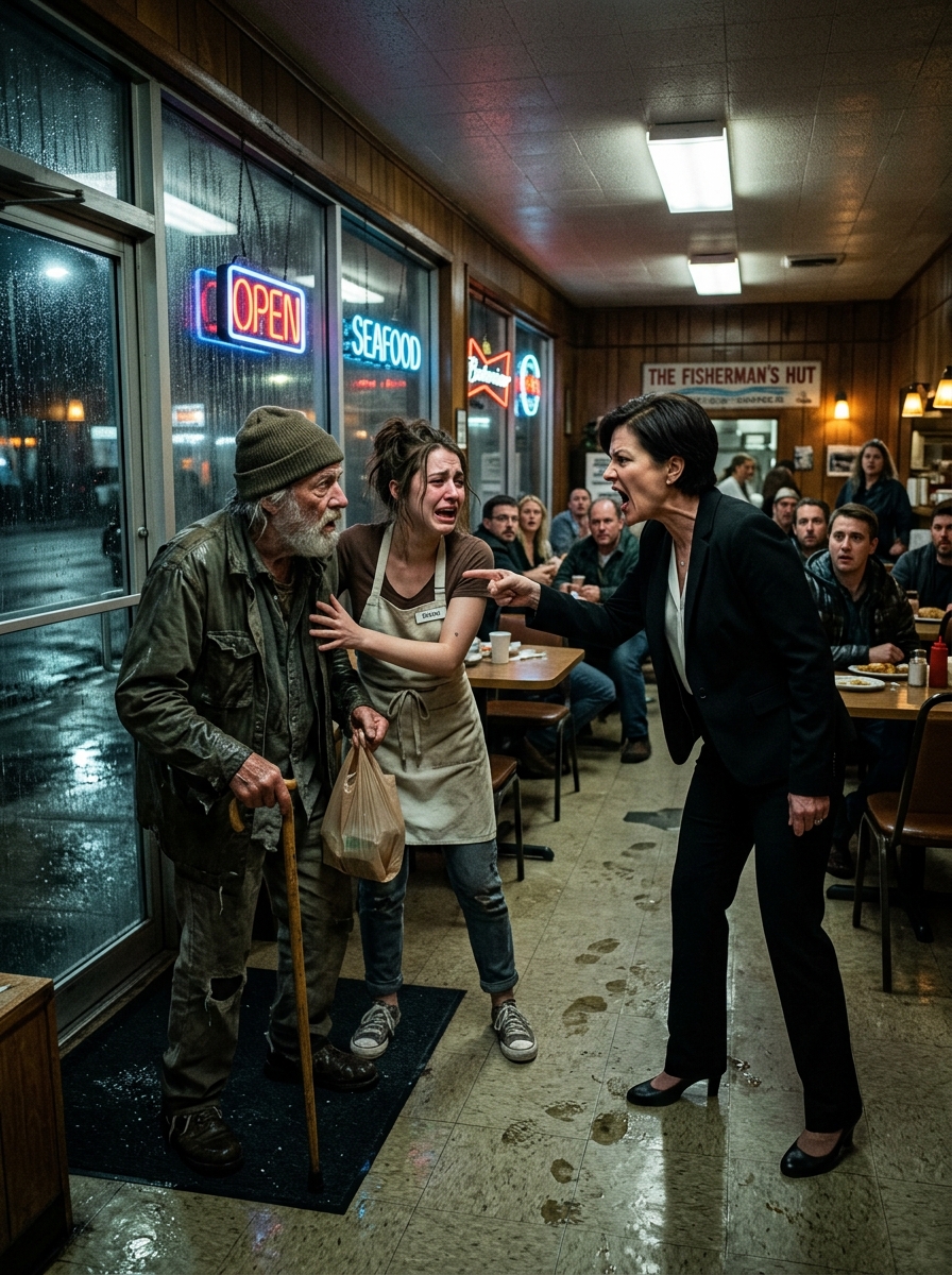 The Waitress Paid for a Homeless Man’s Dinner After Her Manager Humiliated Him in Front of the Entire Restaurant, The Next Day She Becomes The New Manager