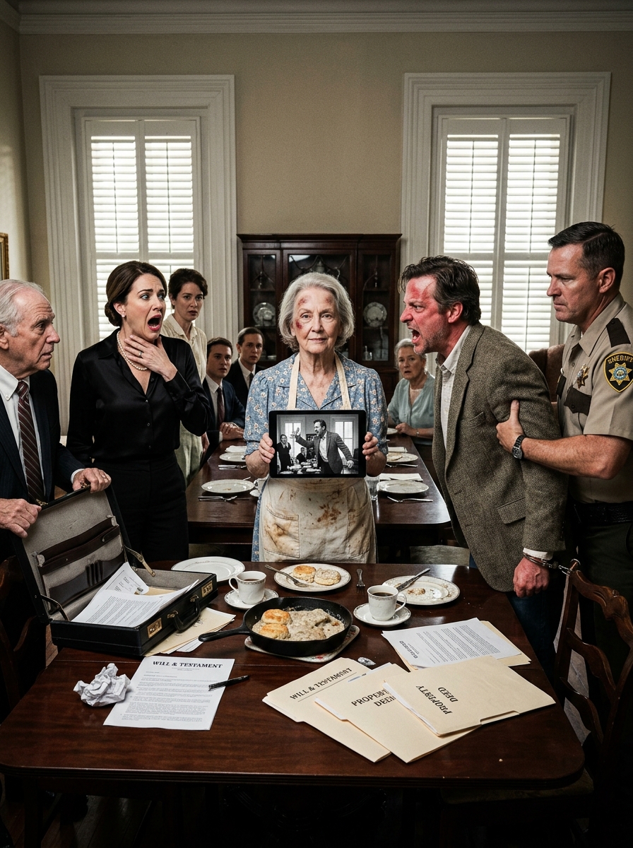 My Son Slapped Me And Threatened To Stage My Death For The Manor — So I Made Biscuits, Invited The Sheriff To Breakfast, And Played The Recording I’d Been Making All Night