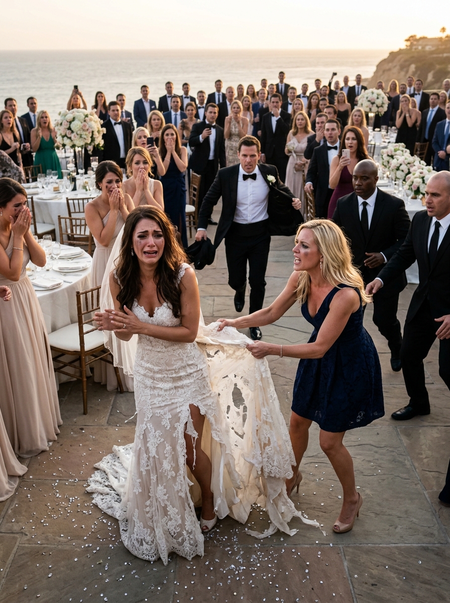 A Woman Ripped My $50,000 Wedding Dress In Front Of 400 Guests Screaming “He Should Have Married Me”… Then My Husband Took The Microphone