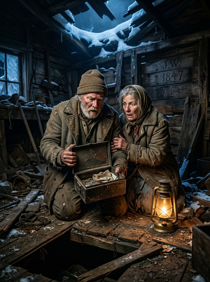 No One Believed It When Two Homeless Elders Spent Their Last Three Dollars On A Rotting Shack… But The People Filming Them Had No Idea What Was Buried Beneath Its Floor