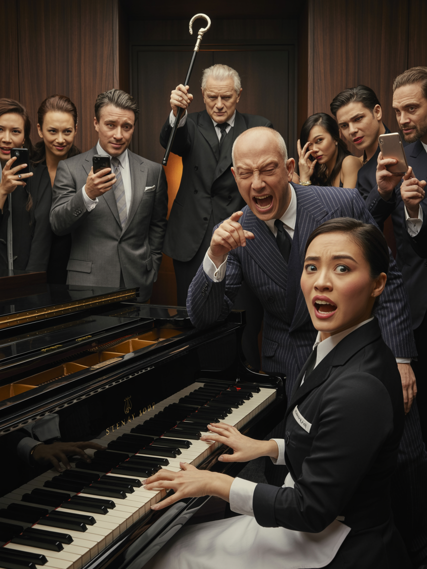 The Billionaire Mocked the Waitress for Touching His Steinway. Then a World-Famous Maestro Stood Up From the Back of the Room
