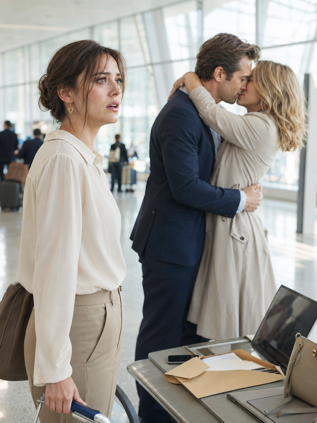 I went to the airport, casually picking up my parents, when I suddenly spotted my husband—who was supposedly away on a critical business trip—locked in a passionate embrace with another woman. But the true devastation struck later, when I followed them and uncovered the horrifying truth: they were celebrating the theft of my entire life savings and the secret offshore company I thought no one knew existed.