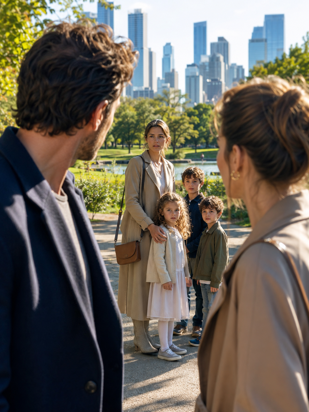 I believed it was just a calm stroll with the woman I planned to marry. Yet a single glance across the park unraveled everything I thought I knew about my past. My ex stood there, three children at her side—and when my eyes met the gaze of one little girl, the truth struck me like lightning: they were mine.