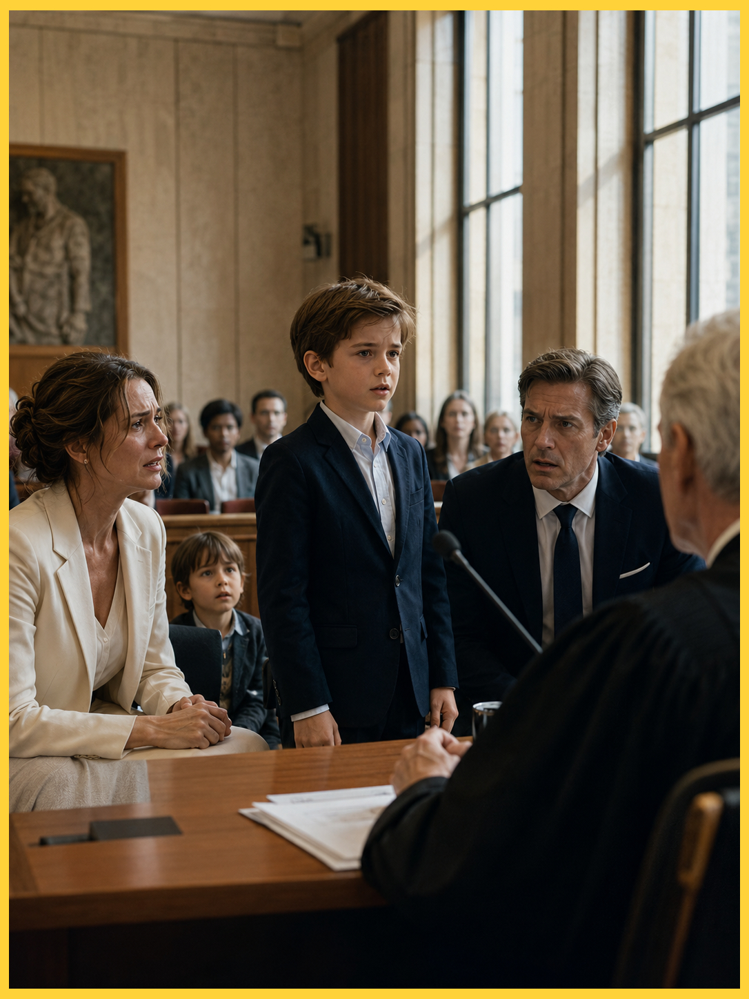 In the courtroom battle for custody, I thought I had already lost everything—until my eldest son rose to his feet. His first words shattered the silence, and for the first time, the man who had always seemed untouchable turned pale in front of the judge…