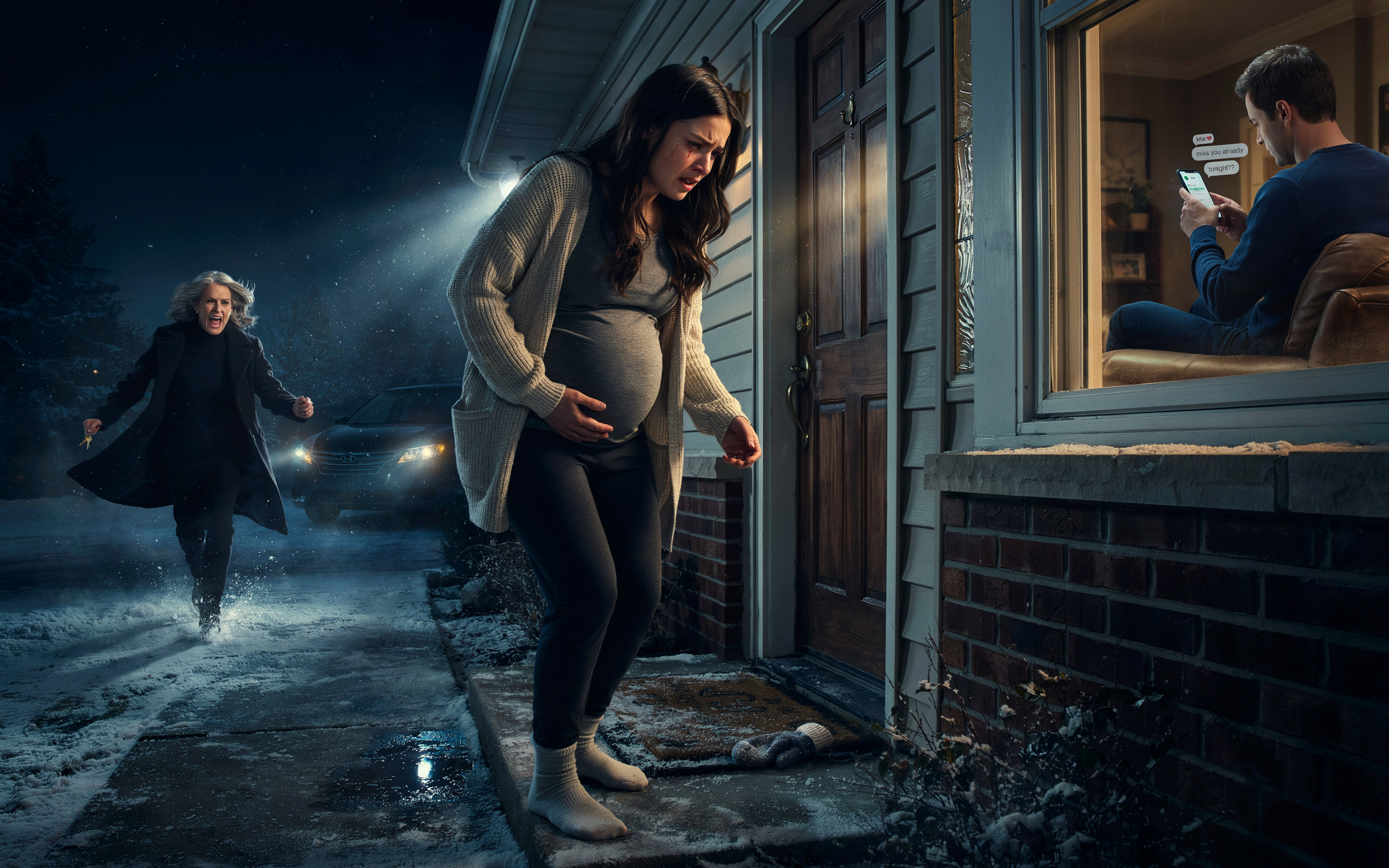 My Husband Locked Me Out Of The House In January — I Was 8 Months Pregnant, Barefoot, In My Socks. His Mother Drove 4 Hours At Midnight To Let Me In And Found The Affair On His Phone