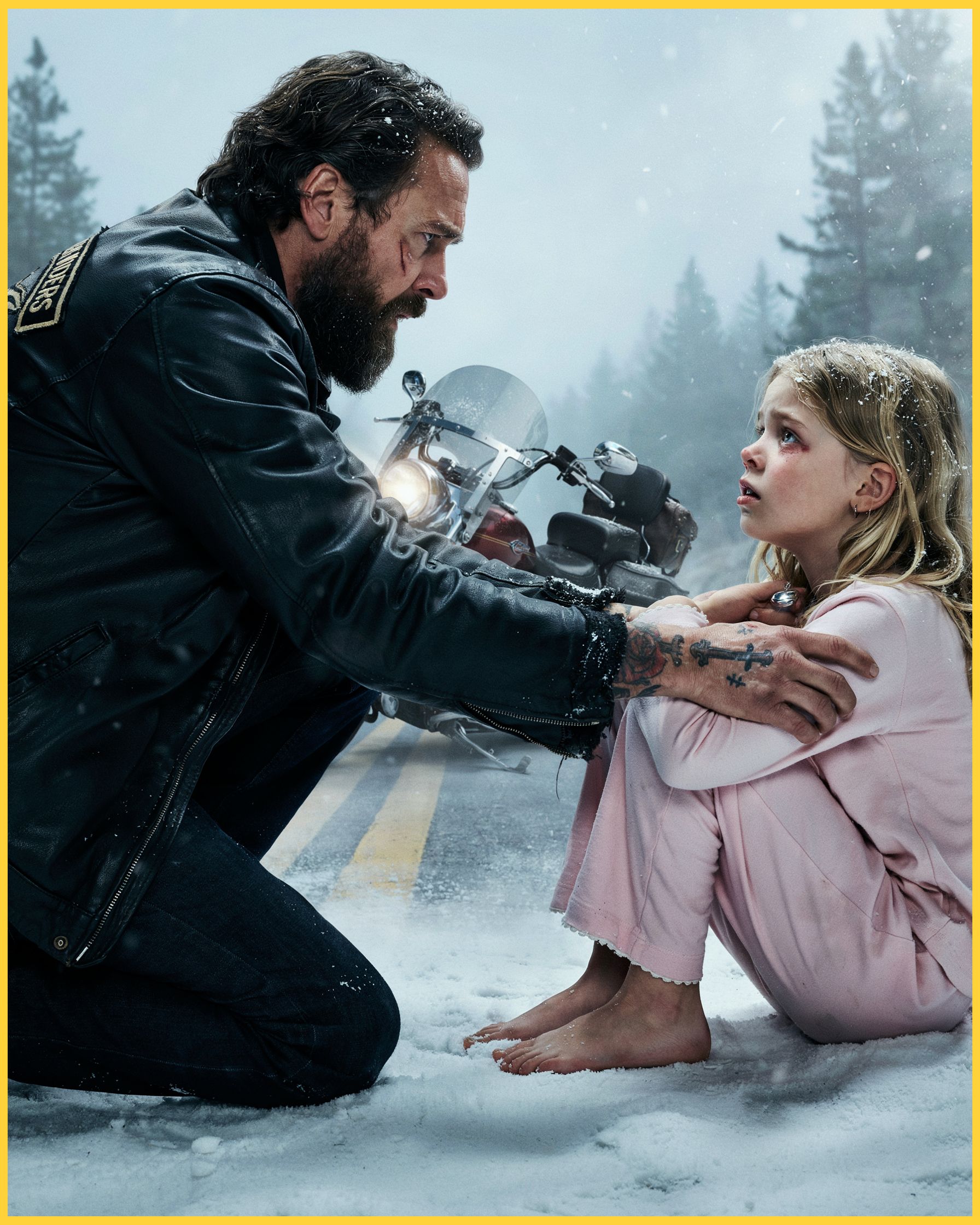 A Biker Found a Little Girl Barefoot in a Snowstorm and Heard Her Call Someone “the Warden” — He Didn’t Know Her Locket Belonged to a Missing Heiress