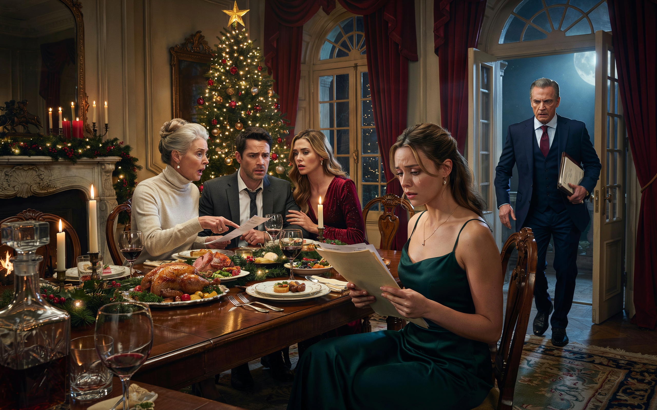 My Mother‑In‑Law Handed Me Divorce Papers At Christmas Dinner — In Front Of Her Son’s New Girlfriend. She Offered Me $12,000. My Father Walked In And Revealed He Owned Their Mortgage
