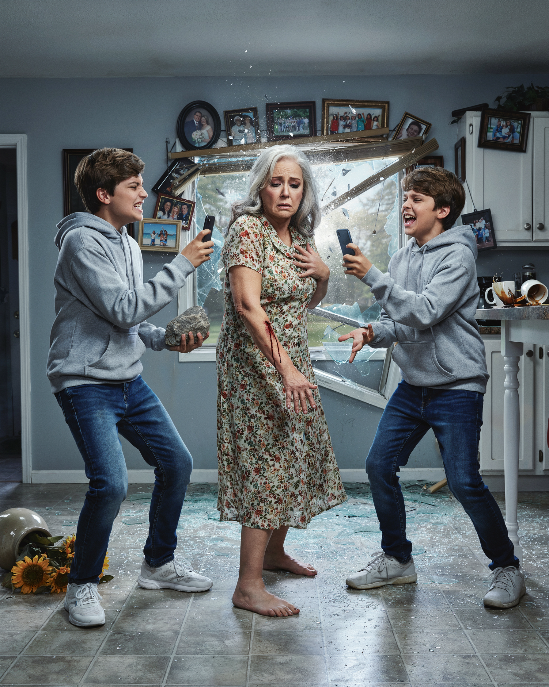 My Teenage Grandsons Turned My Kitchen Into A Content Farm — Filming Me Falling, Confused, Frightened For 2 Years. The Day They Broke My Kitchen Window I Decided I Was Done Being Their Material. I Already Had Three Cameras Running
