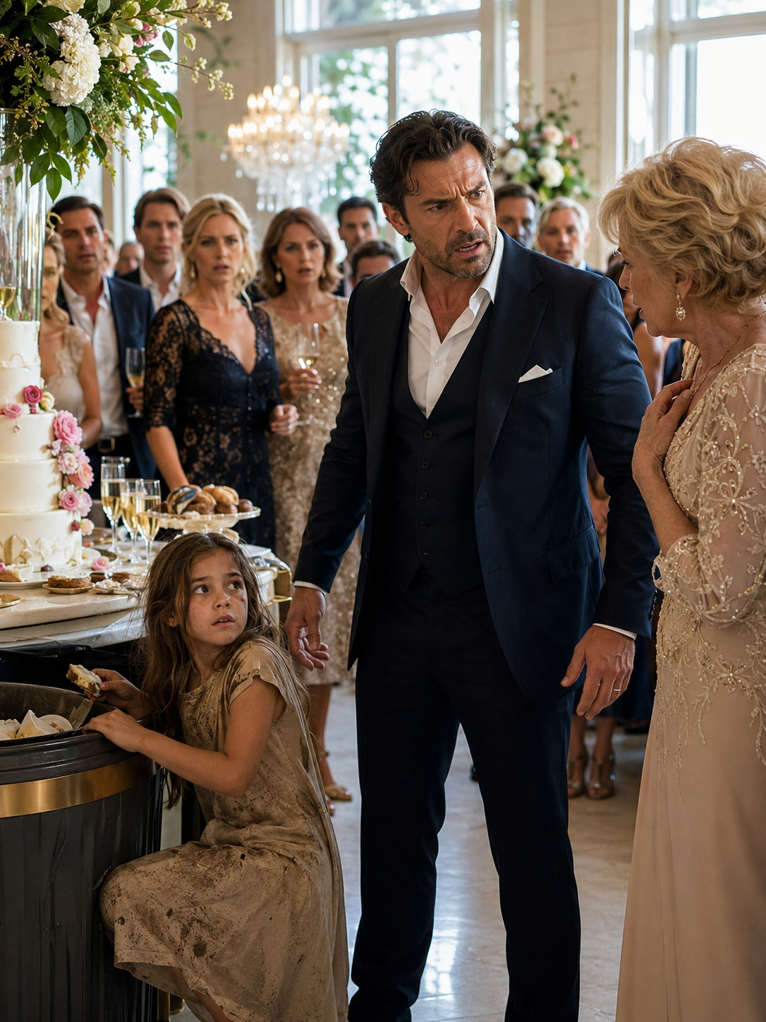 At my mother’s lavish birthday gala, I found my eight-year-old daughter hiding bread in her sleeves because she thought her mother was starving. I had spent three years believing my wife had left us—until our family chauffeur revealed that my mother had been keeping them both hidden from me.