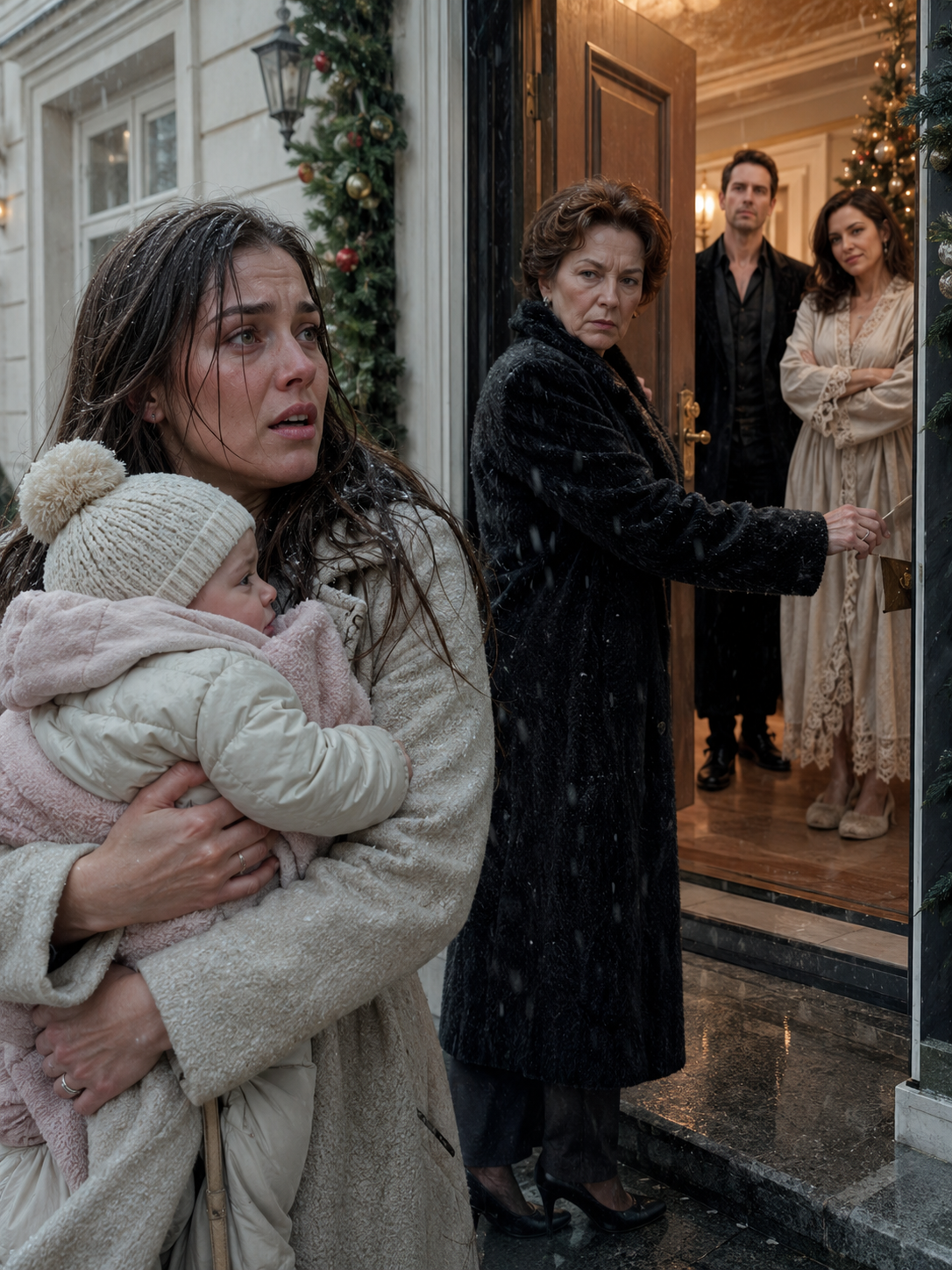 My husband brought another woman home on Christmas, let her wear my robe, then watched his mother lock me and our baby outside in the sleet. By the time I reached my father’s porch, I was shaking too hard to explain everything. But my father didn’t need the whole story to understand one thing: this was never just a marital fight.