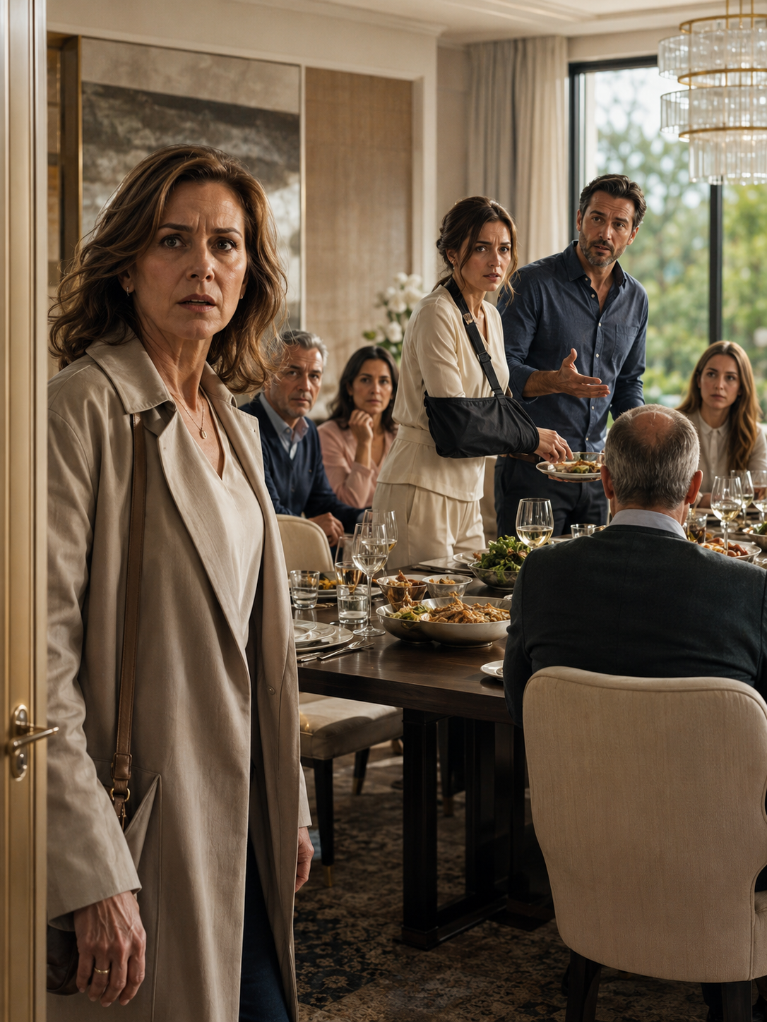 I walked into my daughter’s dinner and saw her serving everyone with one arm in a sling. Her husband called it an accident — but after twenty-six years as a trauma nurse, I knew fear when I saw it.