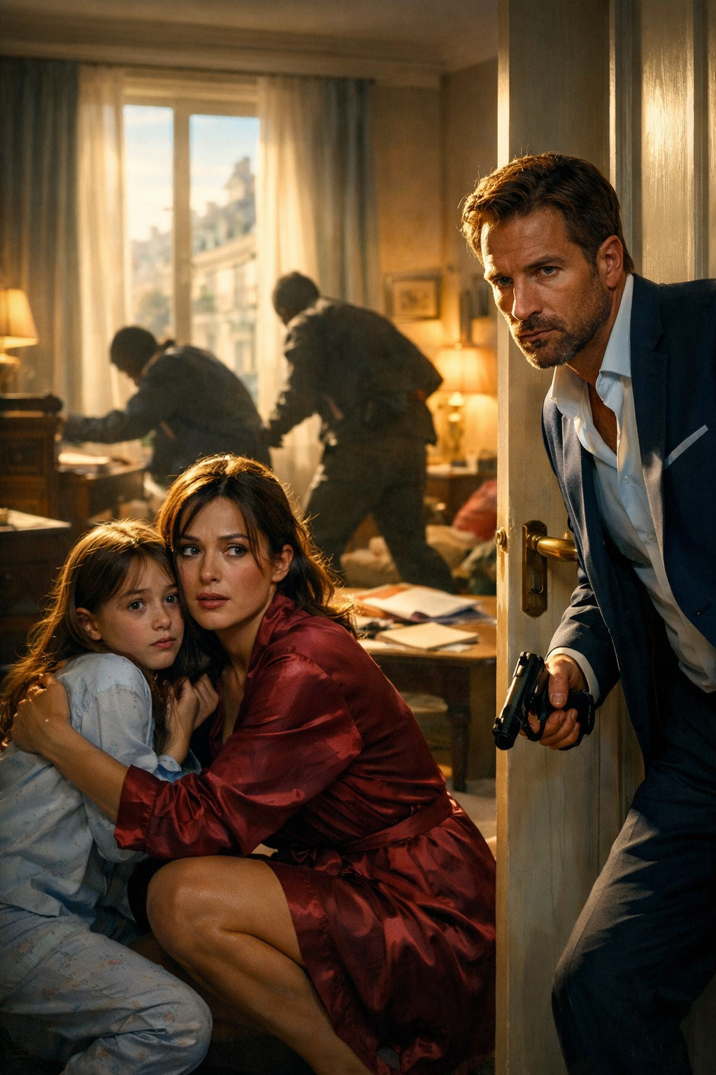 At 3:03 in the morning, my twelve-year-old daughter woke me in the dark and told me not to turn on the lights. I thought she was having another nightmare after her father’s death—until I heard men inside our apartment searching for the red folder he left behind, and realized the tower had gone silent because someone had muted every alarm.