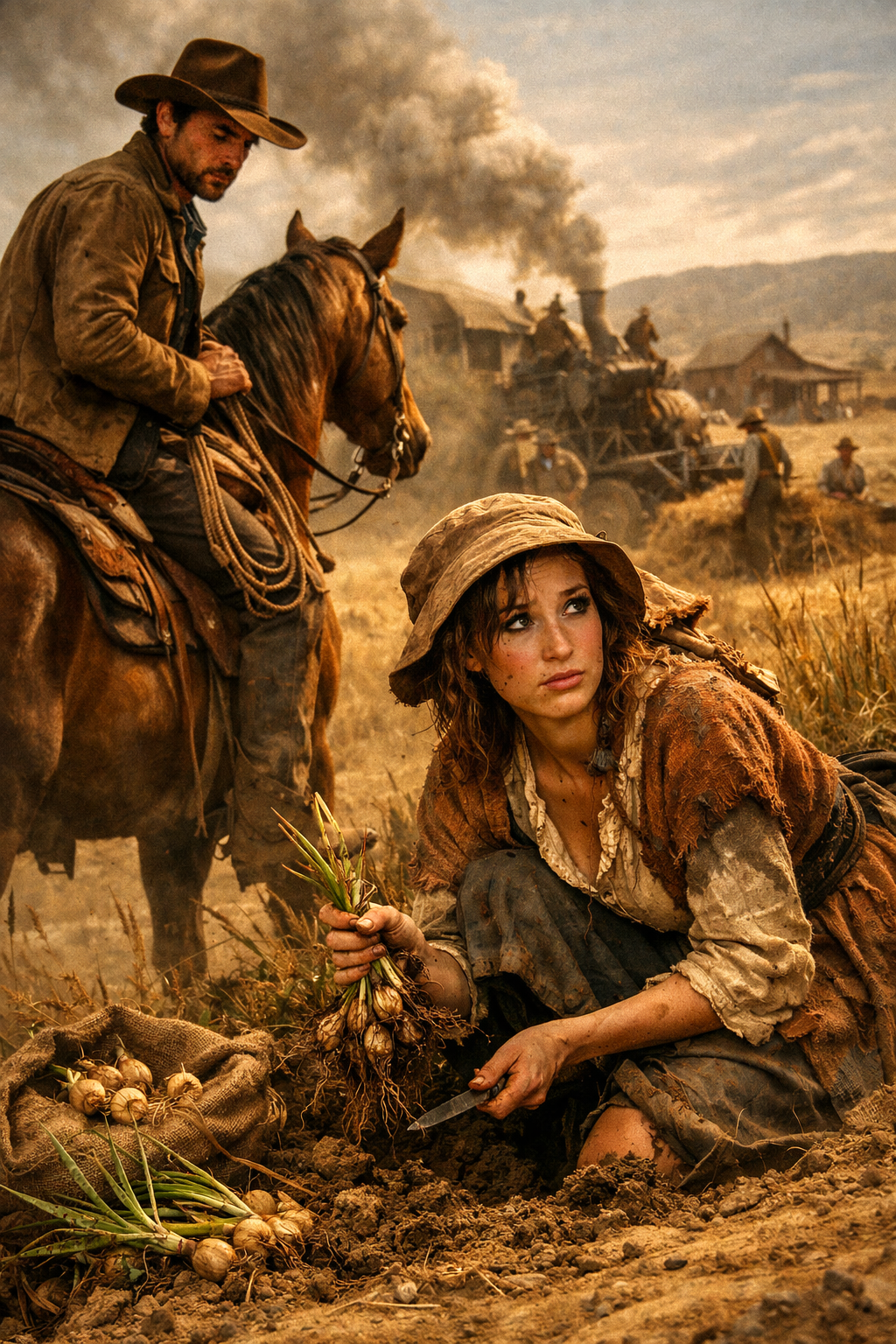 I was digging wild onions from a roadside ditch because I hadn’t eaten a real meal in three days when a rancher stopped his horse beside me. I expected him to tell me to move along. Instead, he asked a single question: “Can you bake for a threshing crew?” I thought he was offering me a job. I had no idea that accepting it would put me between the only home I’d ever have again and the banker determined to take it away.