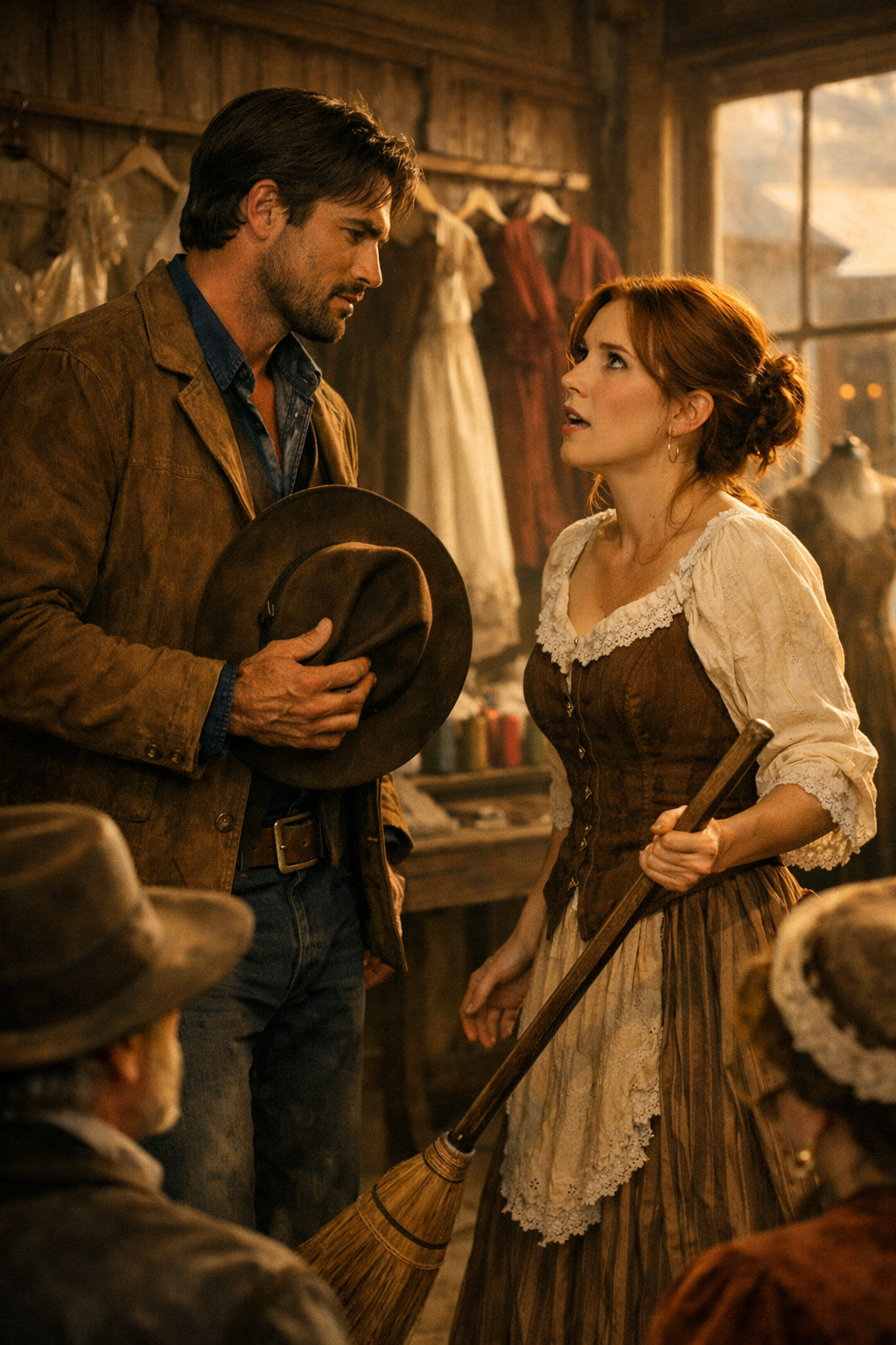 The stranger walked into her dress shop, took off his hat, and said something that made the broom fall from her hands: “Your sister sent me,” he said quietly. “She told me you needed a husband.”. She thought it had to be some ridiculous joke—or worse, a cruel misunderstanding. But the longer he explained why he’d crossed half the country to find a woman he’d never met, the more impossible it became to simply throw him back out the door. She had no idea that letting him stay would change far more than just her lonely little shop.