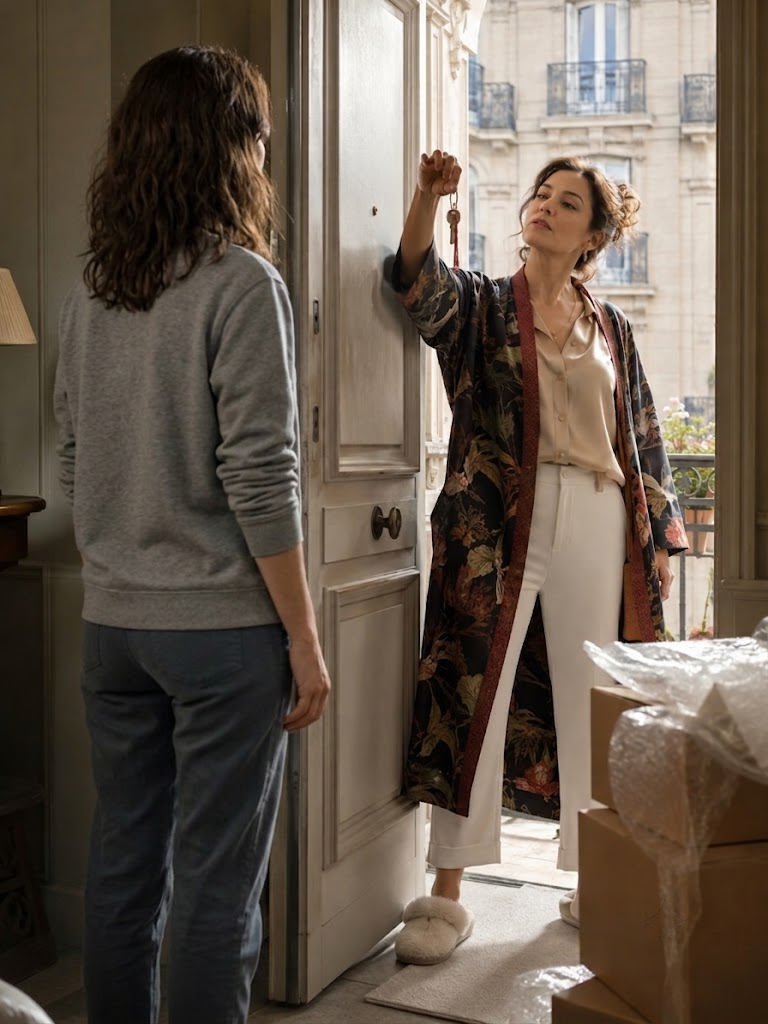 I had barely moved into my new apartment when a stranger unlocked my door with her own key and walked in like she belonged there. She wore my slippers, lectured me about living alone, and claimed the previous owner had always let her “look in” on the place. At first, I thought she was just an entitled neighbor who didn’t understand boundaries — until I saw the old silver key in her hand, tied with a faded red string, and realized my new home might not be as legally mine as I’d been told.