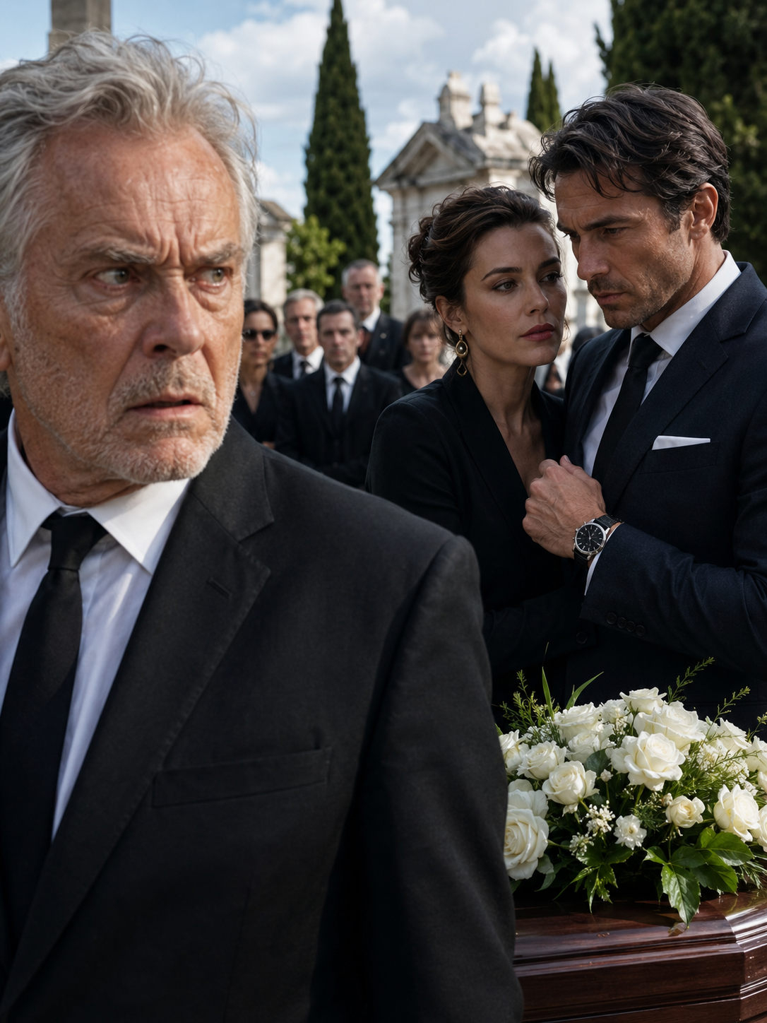 At my son’s funeral, his wife stood beside his business partner wearing grief like a costume. Then I saw my son’s watch on another man’s wrist — and remembered the warning call I ignored.
